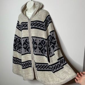 Sears Gray and Black Hooded Cape